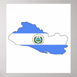 El Salvador Flaggen-Karte Größengleich Poster
