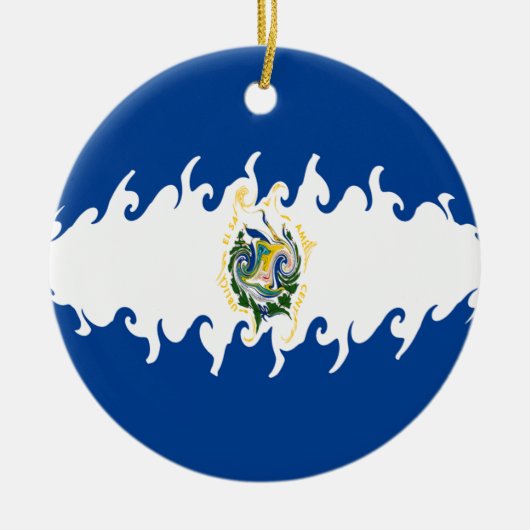 El Salvador Gnarly Flagge Keramikornament (Vorne)