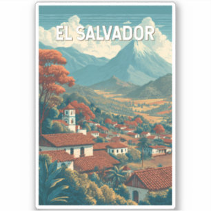 El Salvador Illustration Reise Kunst Vintage Aufkleber