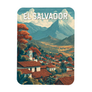 El Salvador Illustration Reise Kunst Vintage Magnet