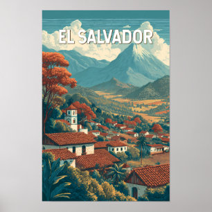 El Salvador Illustration Reise Kunst Vintage Poster