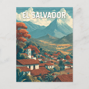 El Salvador Illustration Reise Kunst Vintage Postkarte