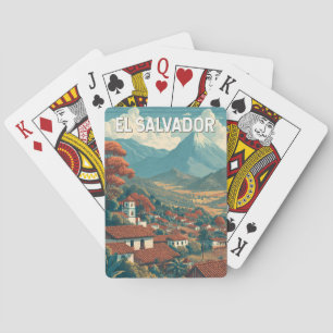 El Salvador Illustration Reise Kunst Vintage Spielkarten