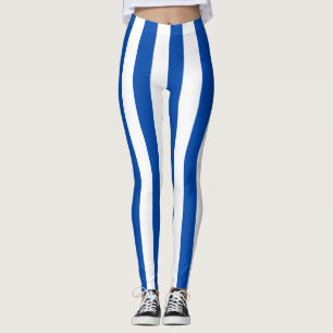El Salvador National Flag Colors Vertical Strike Leggings