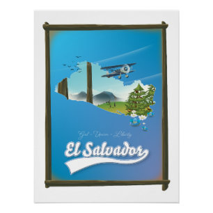 El Salvador Reisekarte Poster