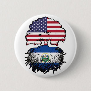 El Salvador Salvador-Amerikaner USA Baumwurzeln Button