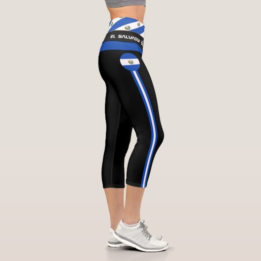 El Salvador & Salvador Flag Mode, Fitness Sport Capri Leggings (Rechts)