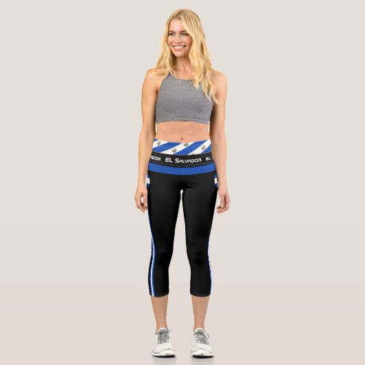 El Salvador & Salvador Flag Mode, Fitness Sport Capri Leggings (Vorderseite)