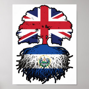 El Salvador Salvadoran, britisches Tree-Roots-Flag Poster