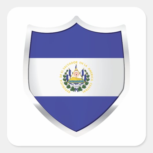 El Salvador Silberschildflagge Quadratischer Aufkleber (Vorderseite)
