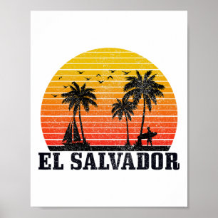 El Salvador Surfer Vintage Caribbean Andenken  Poster