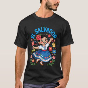 El Salvador Volkskunst Mädchen Traditionelles Klei T-Shirt