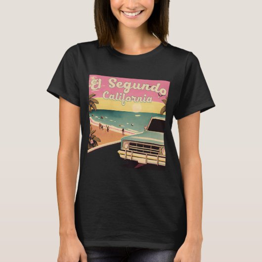 El Segundo Retro Beach Urlaub Souvenir El Segund T-Shirt (Vorderseite)