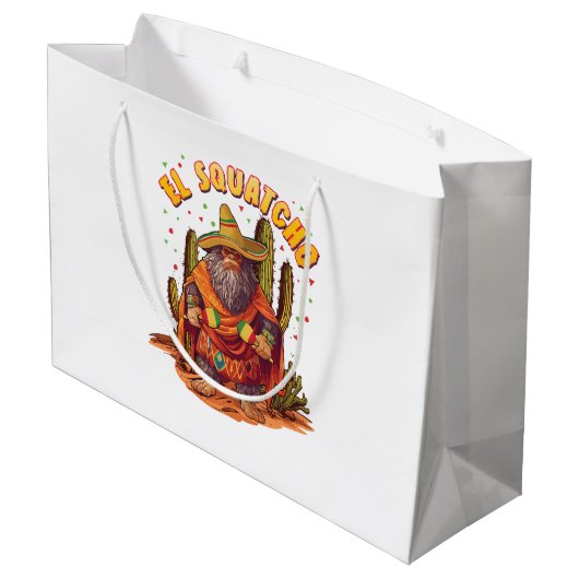 El Squatcho Bigfoot mit Maraca, Sombrero und Ponc Große Geschenktüte (Rückseite Schrägansicht)