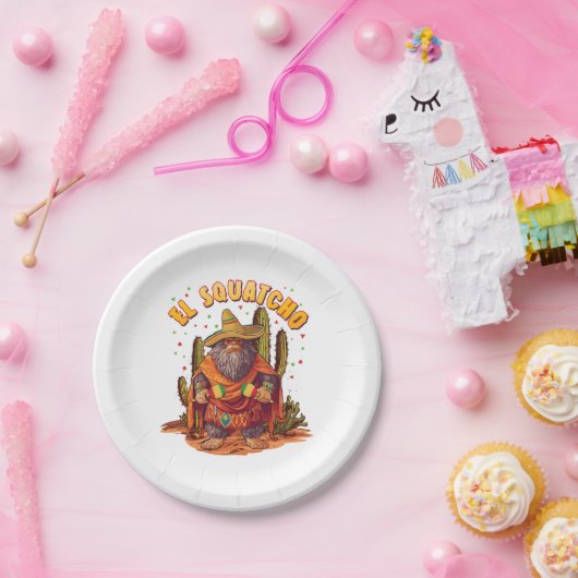 El Squatcho Bigfoot mit Maraca, Sombrero und Ponc Pappteller (Party)