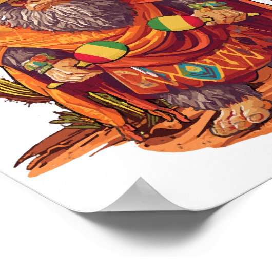 El Squatcho Bigfoot mit Maraca, Sombrero und Ponc Poster (Ecke)