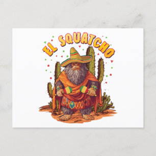 El Squatcho Bigfoot mit Maraca, Sombrero und Ponc Postkarte