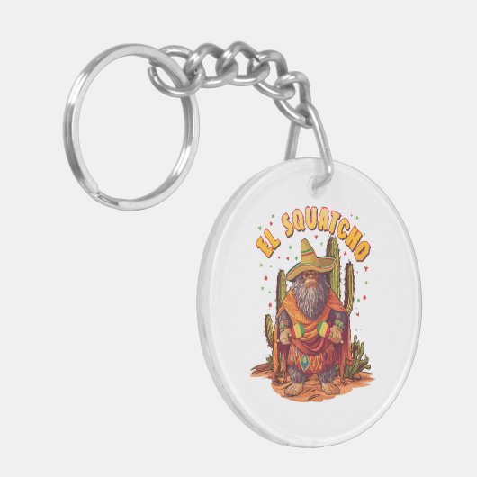 El Squatcho Bigfoot mit Maraca, Sombrero und Ponc Schlüsselanhänger (Vorderseite links)