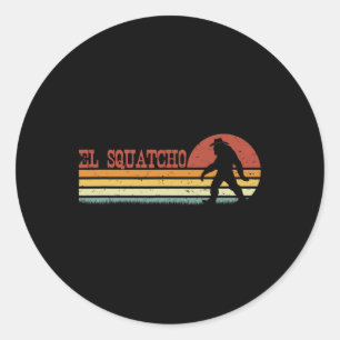 El Squatcho - Funny Retro Stripes Bigfoot Cinco De Runder Aufkleber
