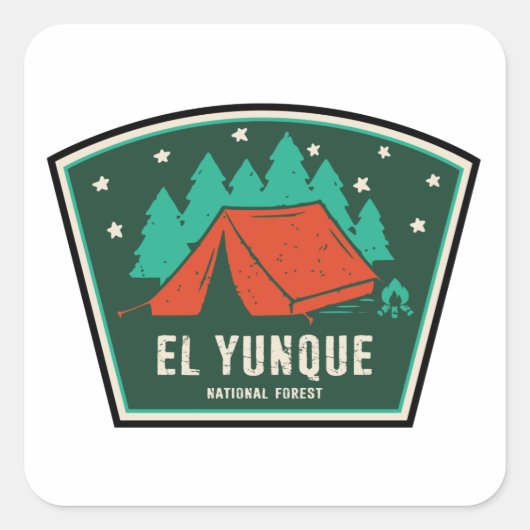 El Yunque National Forest Camping Quadratischer Aufkleber (Vorderseite)
