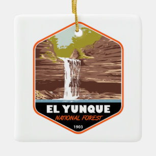El Yunque National Forest Puerto Rico Vintage auf Keramikornament