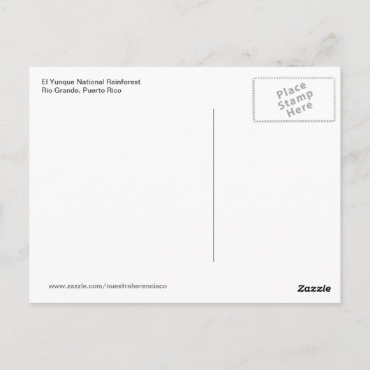 El Yunque, Puerto Rico Postkarte (Rückseite)