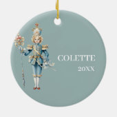 Elaborate Blue Victorian Stocking Merry Christmas Keramik Ornament (Hinten)