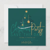 Elagant Emerald Christmas Tree Party Save The Date (Vorderseite)