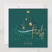 Elagant Emerald Christmas Tree Party Save The Date (Rückseite)