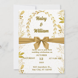 Elagant Gold Floral Simple Wedding Verlobung Einladung