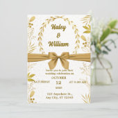 Elagant Gold Floral Simple Wedding Verlobung Einladung (Stehend Vorderseite)