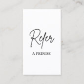 Elagant Modernes Weiß und Schwarz Empfehlungskarte (Vorderseite)