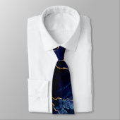 Elagant Neck Tie Agate Navy Blue Gold Marble Krawatte (Gebunden)