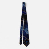 Elagant Neck Tie Agate Navy Blue Gold Marble Krawatte (Rückseite)