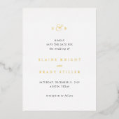 Elaine Monogram Elegant Wedding Save the Date Folieneinladung (Vorderseite)