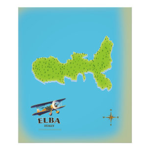 Elba Italy map travel poster