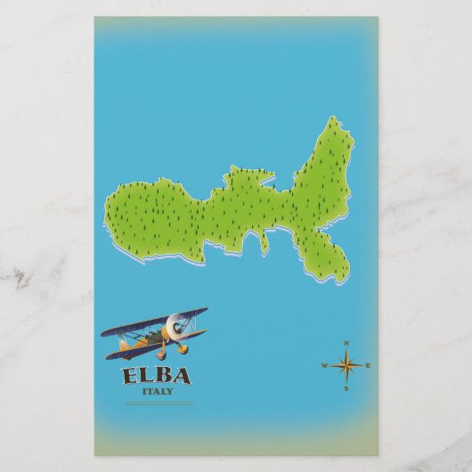 Elba Italy map travel poster Briefpapier (Vorderseite)