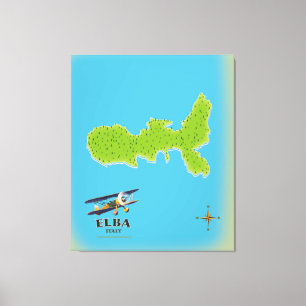 Elba Italy map travel poster Leinwanddruck