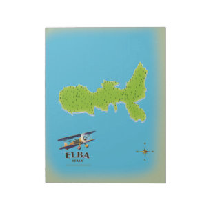 Elba Italy map travel poster Notizblock