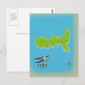 Elba Italy map travel poster Postkarte (Vorne/Hinten)
