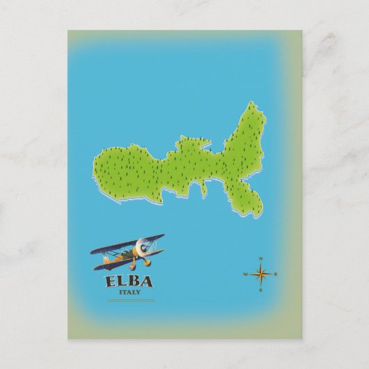 Elba Italy map travel poster Postkarte (Vorderseite)