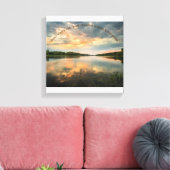 Elbe Flow Sunset Stretched Canvas Print Leinwanddruck (Insitu (Wohnzimmer))