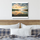 Elbe Flow Sunset Stretched Canvas Print Leinwanddruck (Insitu (Schlafzimmer))