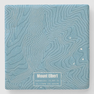 Elbert Topographic Map - Blue Steinuntersetzer