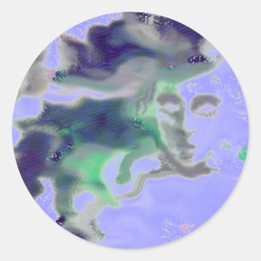 Elbisches Gesicht - eine digitale zeichnend, fanta Runder Aufkleber (Vorderseite)