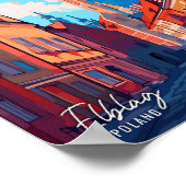 Elblag Polen Art Vintage Reise Illustration Poster (Ecke)