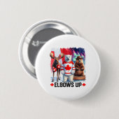 Elbos Up Canada Flag Hockey Funny Beaver Boxing Button (Vorne & Hinten)
