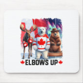 Elbos Up Canada Flag Hockey Funny Beaver Boxing Mousepad (Vorne)