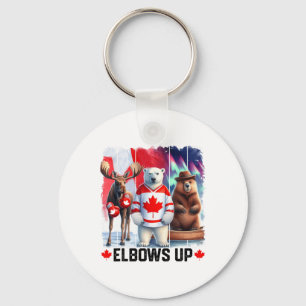 Elbos Up Canada Flag Hockey Funny Beaver Boxing Schlüsselanhänger
