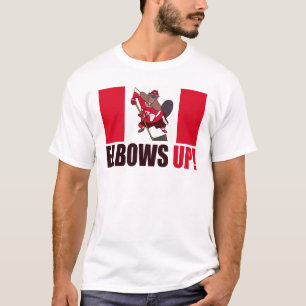 Elbos Up Quote Hockey Playing Biber Flag T-Shirt